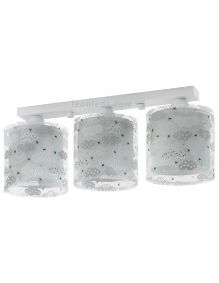 Lámpara Gris 3 Luces de techo infantil Original serie Clouds con 3 pantallas redondas de la marca Dalber 41413E | LeonLeds