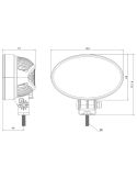 Medidas Faro de Trabajo Ovalado FT‑367 LED | 6100 Lm | Haz Focalizado 10° | 12/24 V | IP69 | Cable o Conector Deutsch