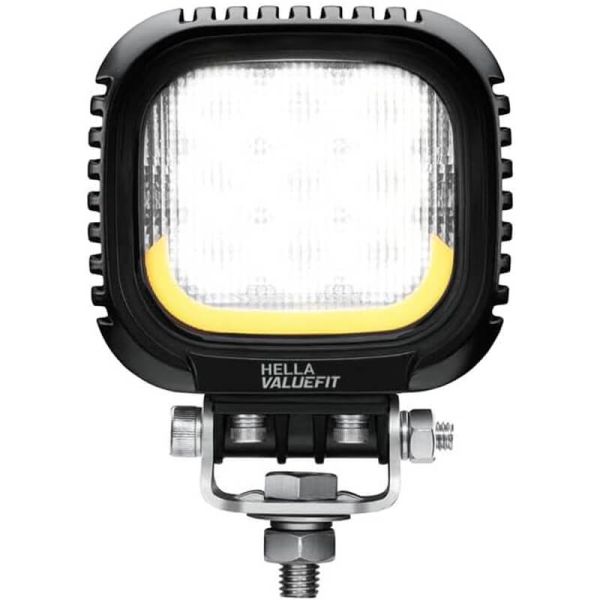 Hella S3000 2.0 Luz de trabalho LED quadrada com luz de posição âmbar e branca - 3000Lm R148 1GA 357 109-031