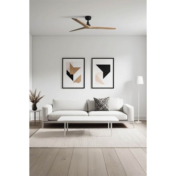 Ambiente Ventilador de Techo KLIM M Negro con Palas de Madera FSC | Ø1250 mm | Motor DC Silencioso | Faro Lab