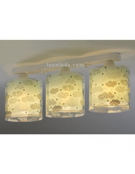Lámpara 3 Luces de techo infantil Original serie Clouds con 3 pantallas redondas de la marca Dalber 41413H| LeonLeds