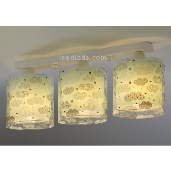 Plafonnier pour enfants à 3 lumières de la série Original Clouds avec 3 abat-jour ronds de la marque Dalber 41413H | leonleds
