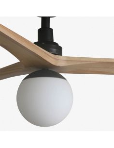 Ventilateur de plafond KLIM M avec lumière, noir et pin FSC | Moteur CC silencieux | Fonction marche arrière | E27 | 13–17,6 m² 2