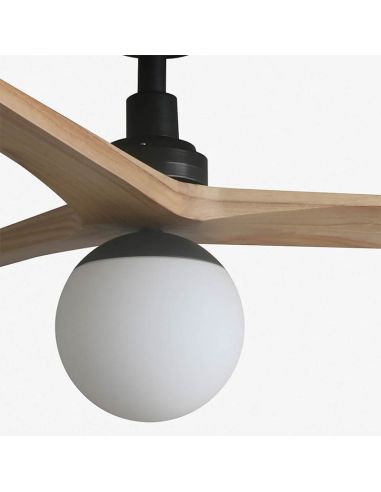 Detalle Ventilador de Techo con Luz KLIM M Negro y Pino FSC | Motor DC Silencioso | Función Inversa | E27 | 13–17,6 m²