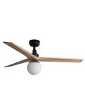 Ventilador de Techo con Luz KLIM M Negro y Pino FSC | Motor DC Silencioso | Función Inversa | E27 | 13–17,6 m²