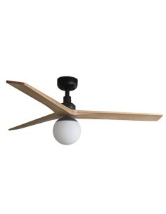 Ventilador de Techo con Luz KLIM M Negro y Pino FSC | Motor DC Silencioso | Función Inversa | E27 | 13–17,6 m²