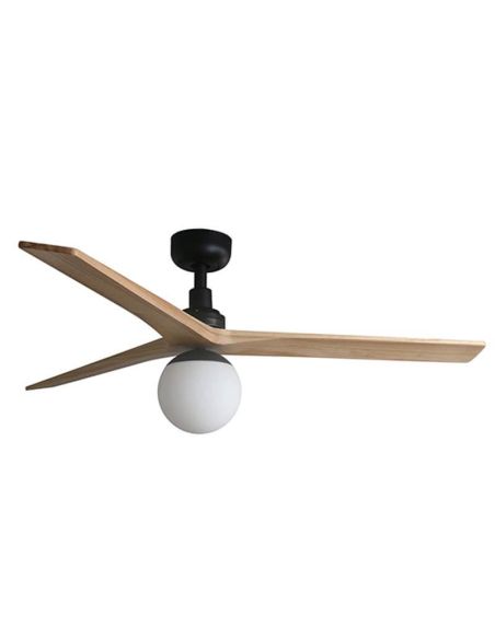 Ventilador de Techo con Luz KLIM M Negro y Pino FSC | Motor DC Silencioso | Función Inversa | E27 | 13–17,6 m²