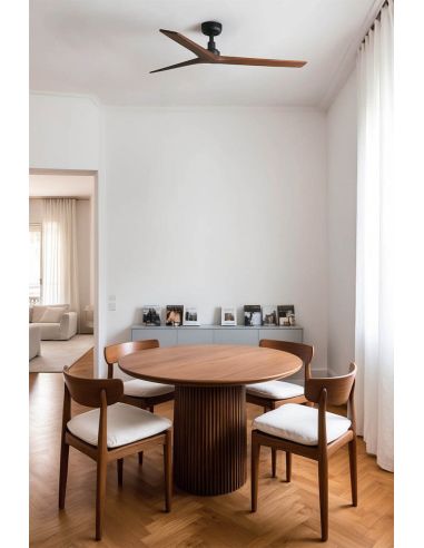 Ventilateur de plafond Ambiente KLIM M noir avec pales en noyer | Moteur CC silencieux | Fonction marche arrière | 13–17,6 m²