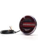 Piloto Trasero Redondo LED Black 3 Funciones 12/24V -2Leds- F RD AR Posición, Niebla, Marcha Atrás - Ø 14Cm