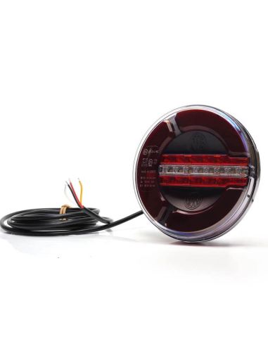 Feu arrière rond à LED noir 3 fonctions 12/24 V - 2 LED - Position avant, arrière, antibrouillard - Ø 14 cm