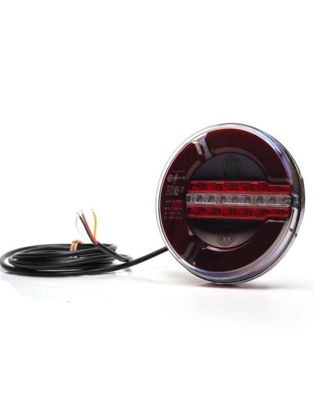 Feu arrière rond à LED noir 3 fonctions 12/24 V - 2 LED - Position avant, arrière, antibrouillard - Ø 14 cm