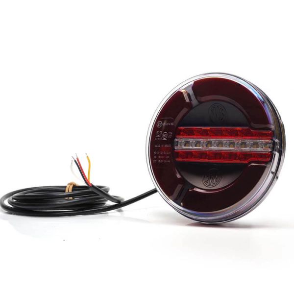 Feu arrière rond à LED noir 3 fonctions 12/24 V - 2 LED - Position avant, arrière, antibrouillard - Ø 14 cm