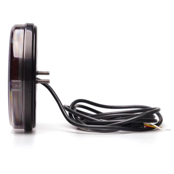 Lanterna traseira redonda LED preta 3 funções 12/24V -2Leds- F RD AR Posição, Neblina, Ré - Ø 14cm