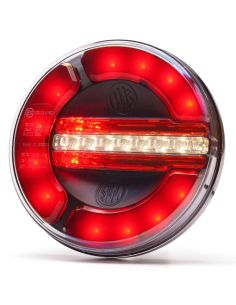 Feu arrière rond à LED noir 3 fonctions 12/24 V - 2 LED - Position avant, arrière, antibrouillard - Ø 14 cm