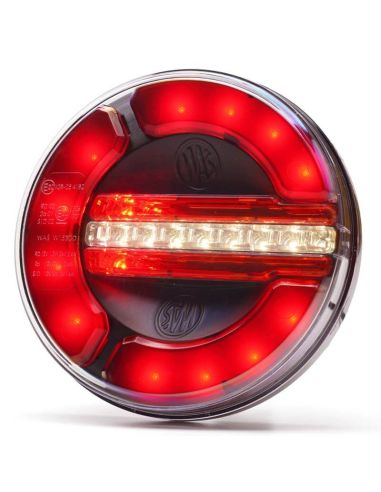 Piloto Trasero Redondo LED Black 3 Funciones 12/24V -2Leds- F RD AR Posición, Niebla, Marcha Atrás - Ø 14Cm