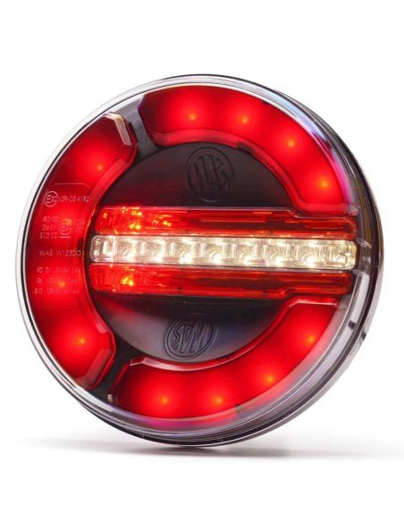 Feu arrière rond à LED noir 3 fonctions 12/24 V - 2 LED - Position avant, arrière, antibrouillard - Ø 14 cm