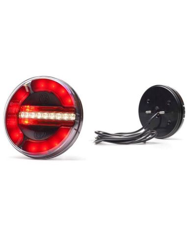 Piloto Trasero Redondo LED Black 3 Funciones 12/24V -2Leds- F RD AR Posición, Niebla, Marcha Atrás - Ø 14Cm