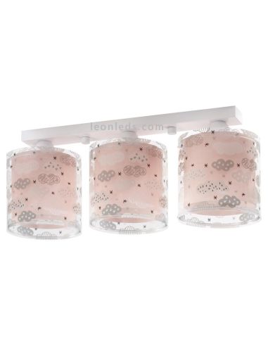 Luminária de teto redonda série Clouds na cor rosa com um desenho bem original de nuvens da marca Dalber | leonleds
