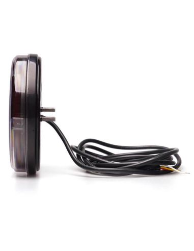 Lanterna Lateral Traseira Redonda LED Preta 3 Funções 12/24V 12Leds F RD AR Posição, Neblina, Ré - Ø 14Cm L154/12