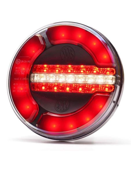 Feu arrière rond à LED noir 3 fonctions 12/24 V 12 LED F RD AR Position, antibrouillard, marche arrière - Ø 14 cm W154/12