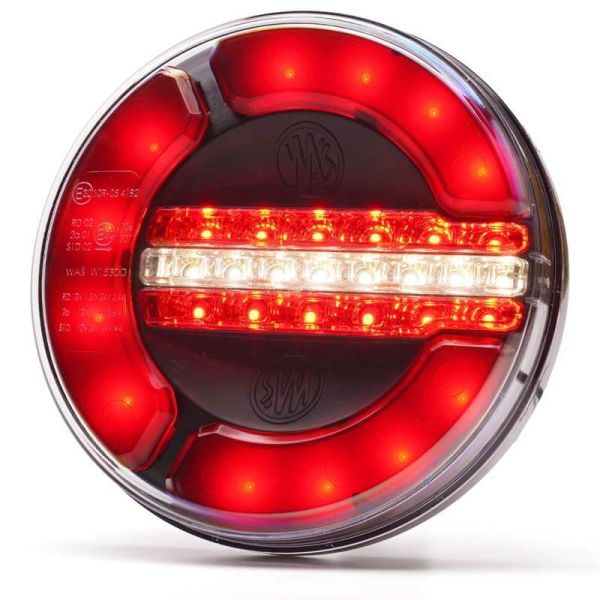 Lanterna traseira redonda LED preta 3 funções 12/24V 12Leds F RD AR Posição, Neblina, Ré - Ø 14cm L 154/12