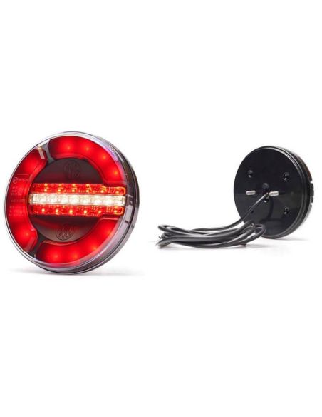 Piloto Trasero Redondo LED Black 3 Funciones 12/24V 12Leds F RD AR Posición, Niebla, Marcha Atrás - Ø 14Cm W154/12