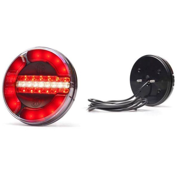 Lanterna traseira redonda LED preta 3 funções 12/24V 12Leds F RD AR Posição, Neblina, Ré - Ø 14cm L 154/12