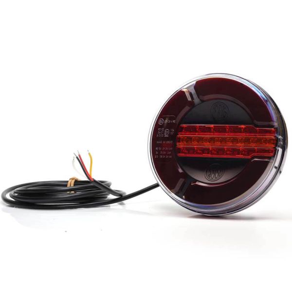 Piloto Trasero Redondo LED Black 3 Funciones 12/24V con intermitente dinámico 2 metros de cable 2a RD S1D 1129 DD BLACK ADR