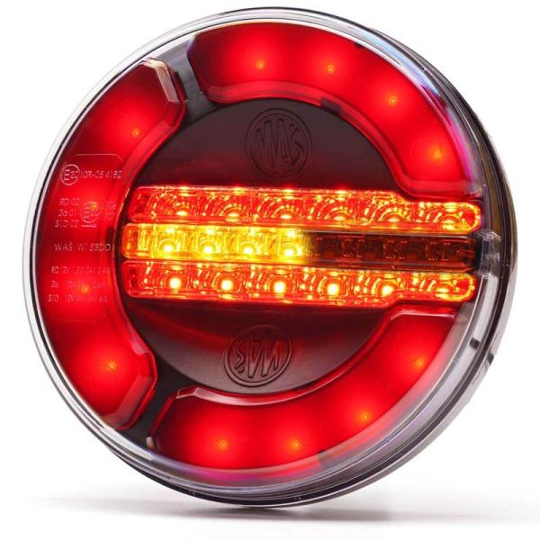 Piloto Trasero Redondo LED Black 3 Funciones 12/24V con intermitente dinámico 2 metros de cable 2a RD S1D 1129 DD BLACK ADR