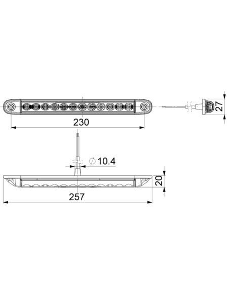 Barre LED arrière clignotante progressive LKD 2249 : dimensions | 12/24 V | IP68 | Pack universel de 2