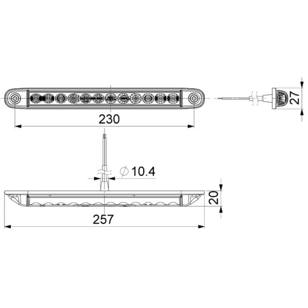 Medidas Barra LED Trasera Intermitente Progresivo LKD 2249 | 12/24V | IP68 | Universal 2a LKD 2249