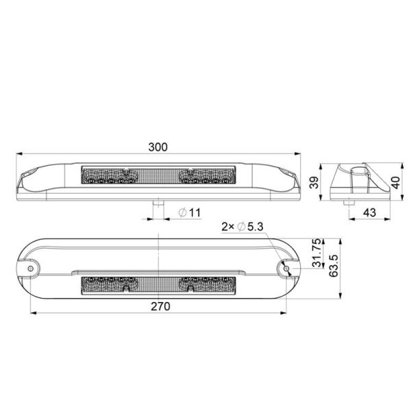 Diagrama de luz Luz de Trabajo LED Perimetral LRD 3042/WH | Carcasa Blanca | 1000 lm | 12/24 V | IP68 Óptica trabajo