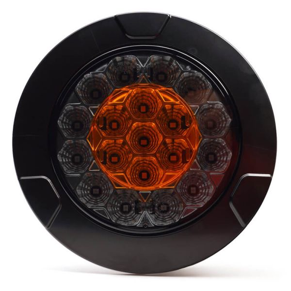 Piloto LED trasero redondo empotrable  W131 Y Black/Yellow 12V 24V Posición, Freno e Intermitente R10, R1Y, S1Y 2aY