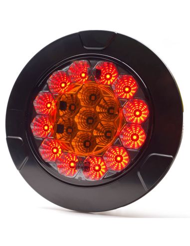 Feu arrière LED rond encastré W131 Y Noir/Jaune 12V 24V Position, Frein et Clignotant R10, R1Y, S1Y 2aY