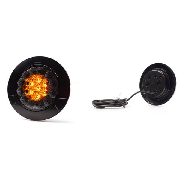 Farol traseiro redondo LED embutido W131 Y Preto/Amarelo 12V 24V Posição, Freio e Indicador de direção R10, R1Y, S1Y 2aY