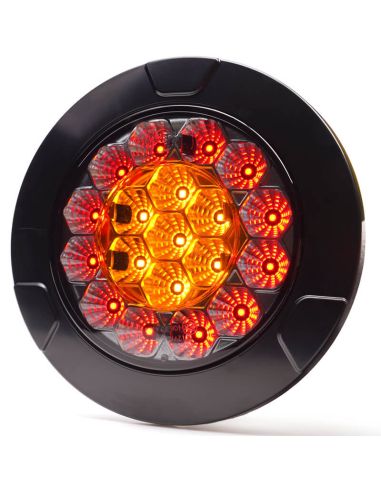 Farol traseiro redondo LED embutido W131 Y Preto/Amarelo 12V 24V Posição, Freio e Indicador de direção R10, R1Y, S1Y 2aY Ligado