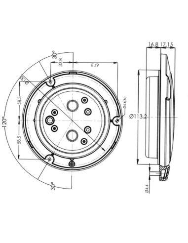 Mesures Rond Noir Arrière LED Pilote W131 Y Noir/Jaune 12V 24V Position, Frein et Clignotant R10, R1Y, S1Y 2aY