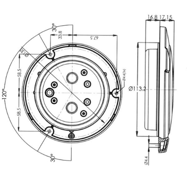 Medidas Piloto LED Black trasero redondo W131 Y Black/Yellow 12V 24V Posición, Freno e Intermitente R10, R1Y, S1Y 2aY
