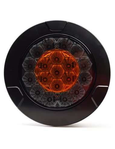 Piloto LED Black trasero redondo W131 Y Black/Yellow 12V 24V Posición, Freno e Intermitente R10, R1Y, S1Y 2aY