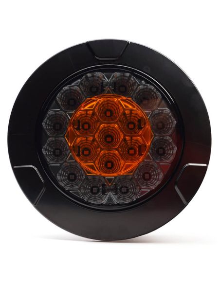 Piloto LED Black trasero redondo W131 Y Black/Yellow 12V 24V Posición, Freno e Intermitente R10, R1Y, S1Y 2aY