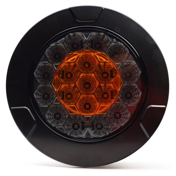 Piloto LED Black trasero redondo W131 Y Black/Yellow 12V 24V Posición, Freno e Intermitente R10, R1Y, S1Y 2aY