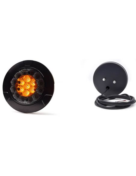 Piloto LED Black trasero redondo W131 Y Black/Yellow 12V 24V Posición, Freno e Intermitente R10, R1Y, S1Y 2aY