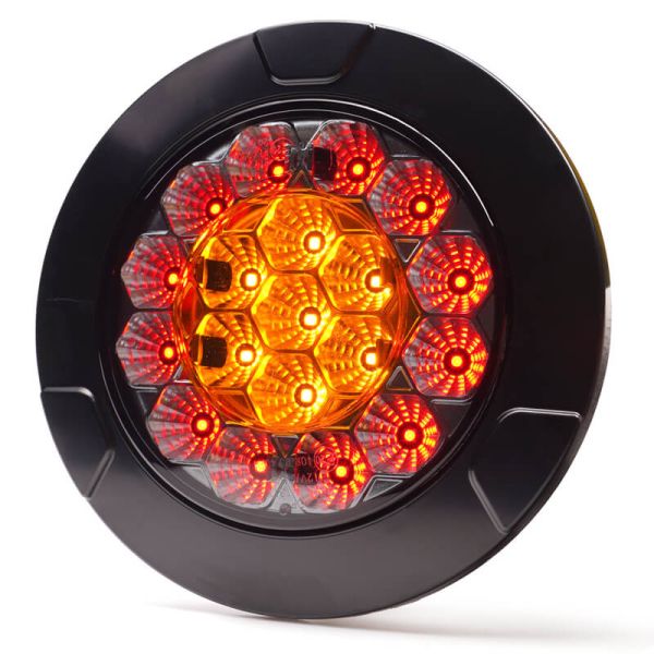 Luz piloto traseira LED redonda preta W131 Y preta/amarela 12V 24V posição, freio e seta R10, R1Y, S1Y 2aY