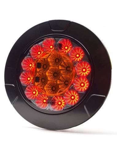 Luz de freio LED preta traseira redonda W131 Y preta/amarela 12V 24V posição, freio e seta R10, R1Y, S1Y 2aY