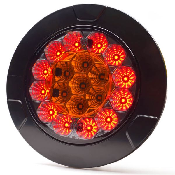 Freno Piloto LED Black trasero redondo W131 Y Black/Yellow 12V 24V Posición, Freno e Intermitente R10, R1Y, S1Y 2aY