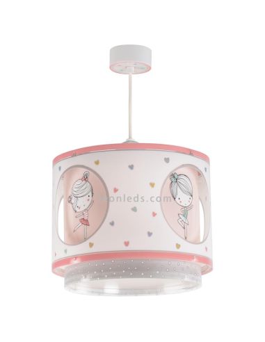Lámpara de Techo Original de diseño infantil rosa y blanca con corazones Serie Sweet Dance | LeonLeds Iluminación