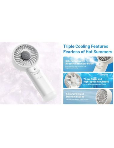 Ventilador portátil de mano izzCool 30 con pulverizador de agua,