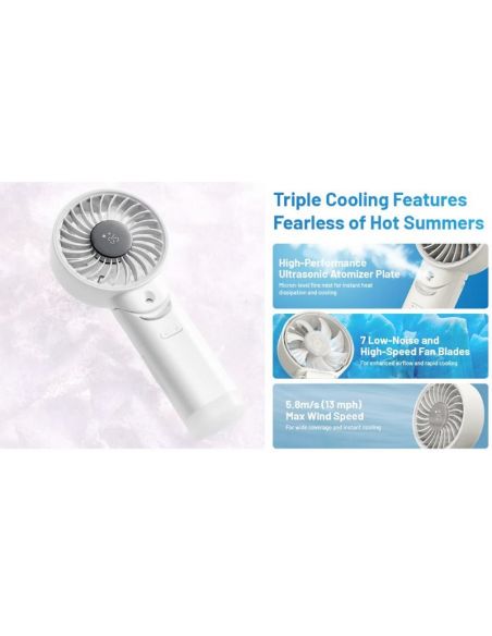 Ventilador portátil de mano izzCool 30 con pulverizador de agua,