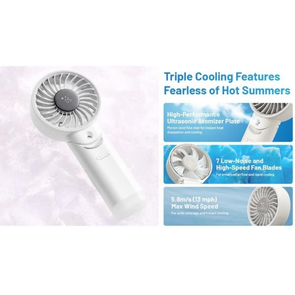 Ventilador portátil de mano izzCool 30 con pulverizador de agua,