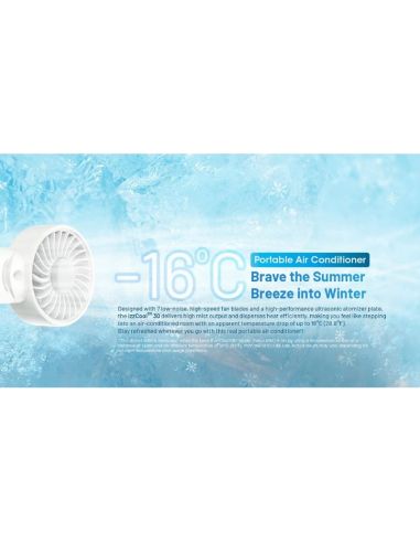 Ventoinha de mão portátil izzCool 30 com pulverizador de água,